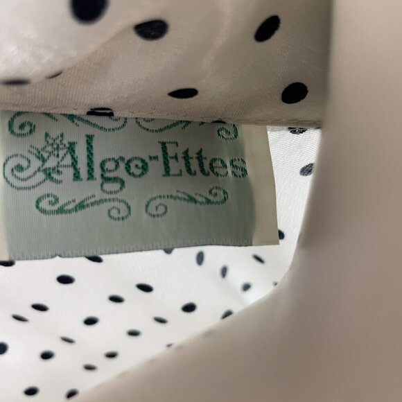 ALGO-ETTES VTG Romper 80´s 90’s Polka Dot Satin White & Black Knee-Lenght Retro - Picture 10 of 14